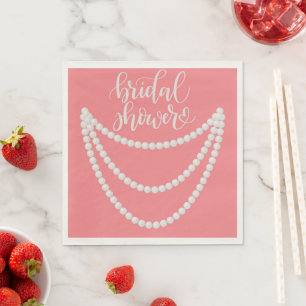 pink pearls bridal shower napkin