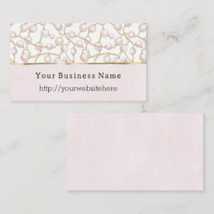 Pink Pearls Gold Chain Business name website Card