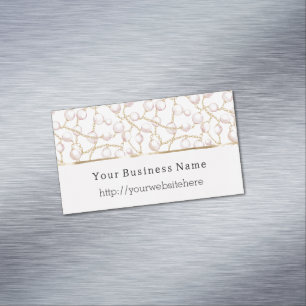 Pink Pearls Gold Chain Business name website Magnetic Business Card