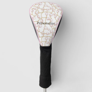 Pink Pearls Gold Chain   Golf Head Cover