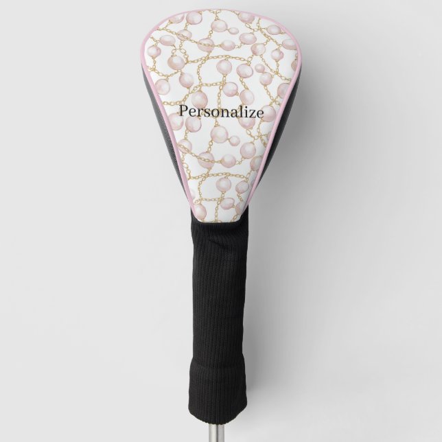 Pink Pearls Gold Chain   Golf Head Cover (Front)