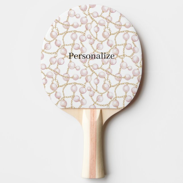 Pink Pearls Gold Chain   Ping Pong Paddle (Front)