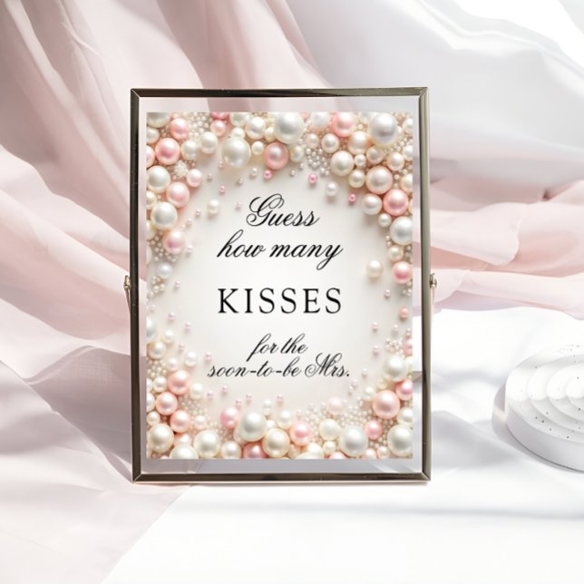 Pink Pearls How Many Kisses Bridal Shower Game Poster (Creator Uploaded)