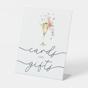 Pink Pearls & Prosecco Bridal Shower Cards & Gifts Pedestal Sign