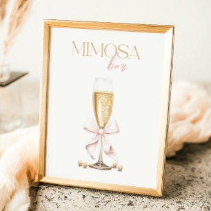 Pink Pearls & Prosecco Bridal Shower Mimosa Bar Poster