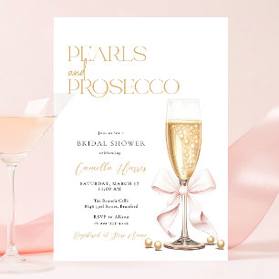 Pink Pearls & Prosecco Brunch Bridal Shower Invitation