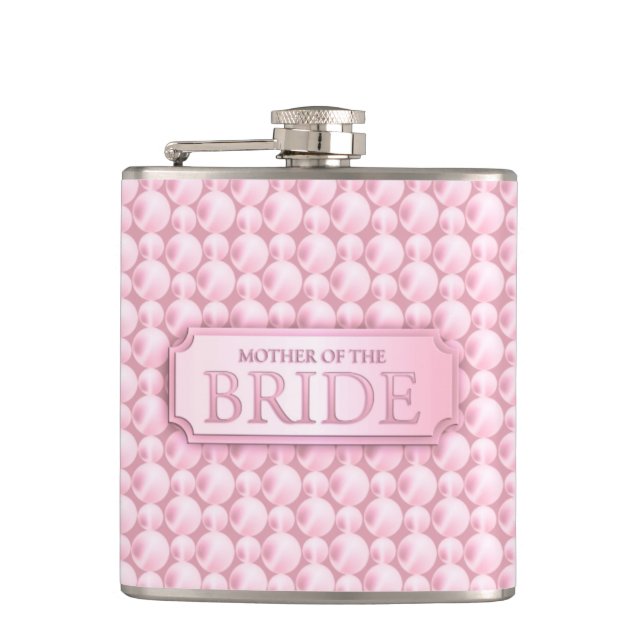 Pink Pearly Mother of the Bride Wedding Flask (Front)