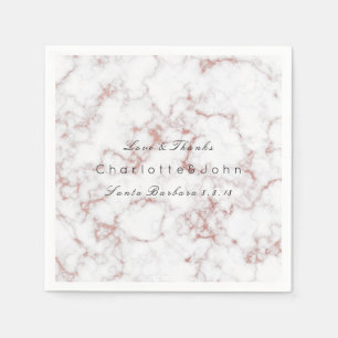 Pink Pearly Rose Gold White Grey Marble Party Napkin