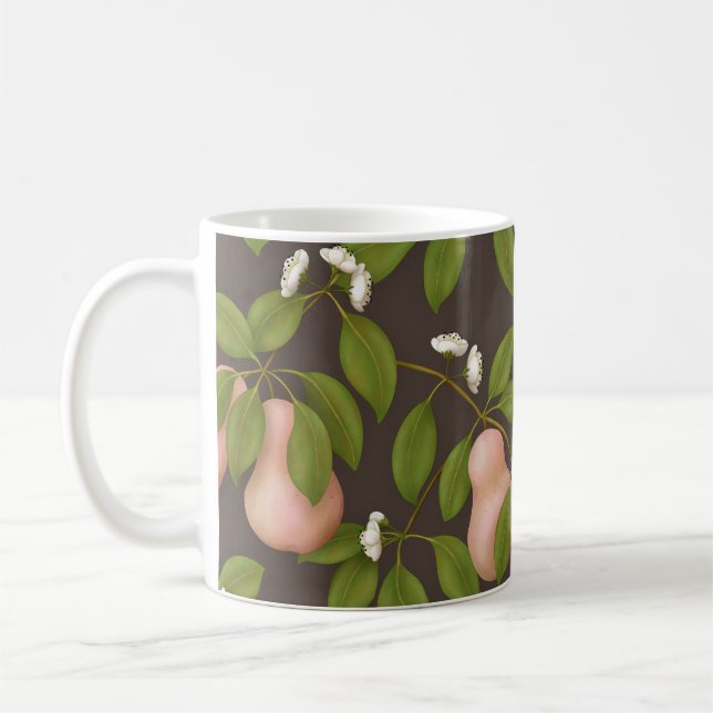 Pink Pears (dark brown) Coffee Mug (Left)
