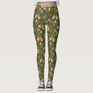 Pink Pears (dark brown) Leggings