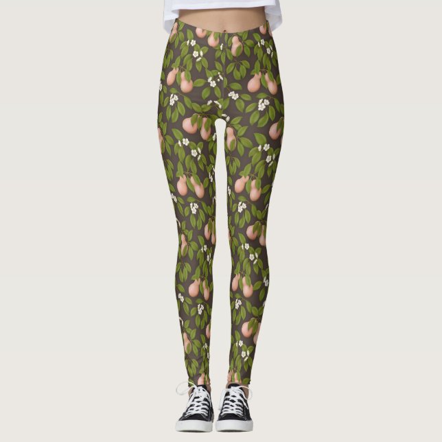 Pink Pears (dark brown) Leggings (Front)