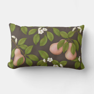 Pink Pears (dark brown) Lumbar Cushion