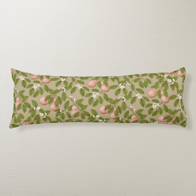 Pink Pears (light brown) Body Cushion (Front)