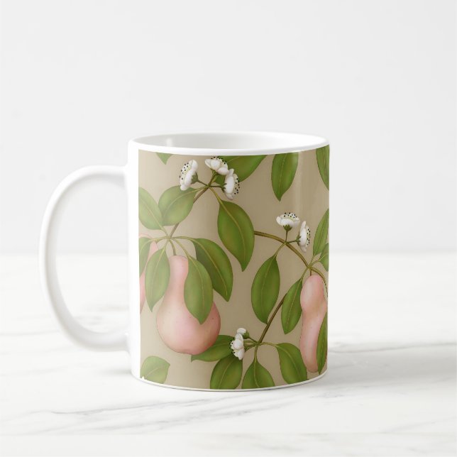 Pink Pears (light brown) Coffee Mug (Left)