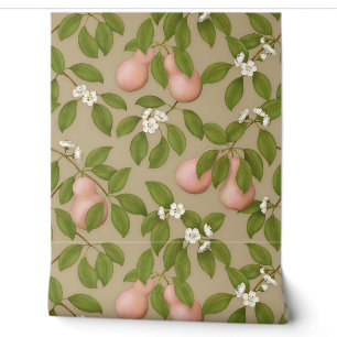 Pink Pears (light brown) Wallpaper