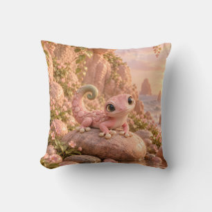 Pink Pebble Gecko Romantic Coastal Garden Cushion