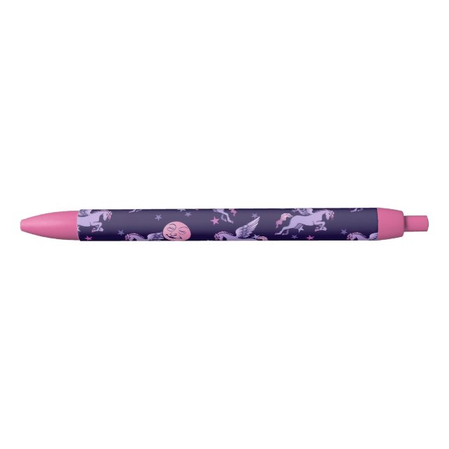 Pink Pegasus Moon Black Ink Pen (Front)