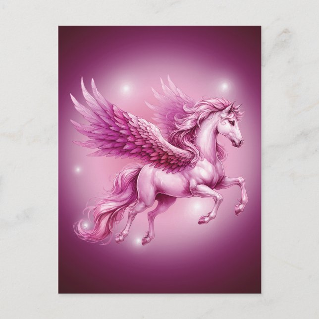Pink Pegasus Pretty Fantasy Postcard (Front)