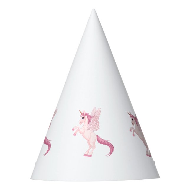 Pink Pegasus Unicorn Party Hat (Front)