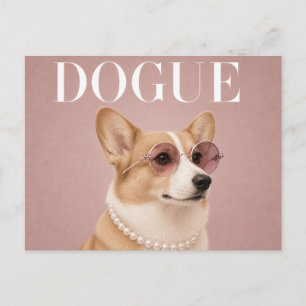 Pink Pembroke Welsh Corgi Dog Covergirl Postcard