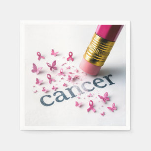 Pink Pencil Erasing Cancer Text  Napkin