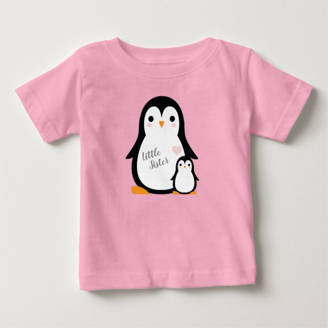 Pink Penguin Baby Shower Baby T-Shirt (Front)