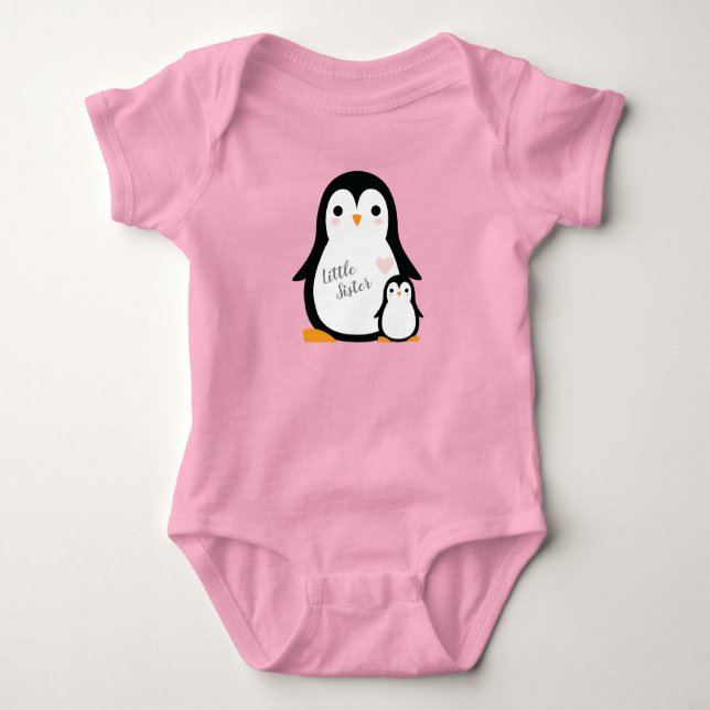 Pink Penguin Baby Shower Bodysuit (Front)