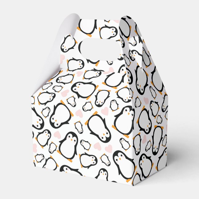 Pink Penguin Baby Shower Favour Box (Front Side)