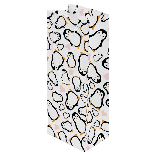 Pink Penguin Baby Shower Wine Gift Bag (Back Angled)