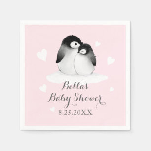 Pink Penguin Paper Napkins