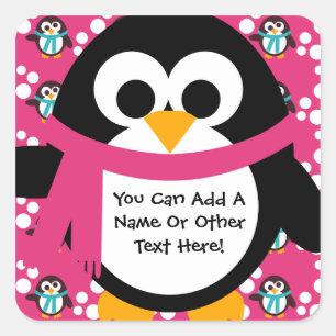 Pink Penguin Party Stickers