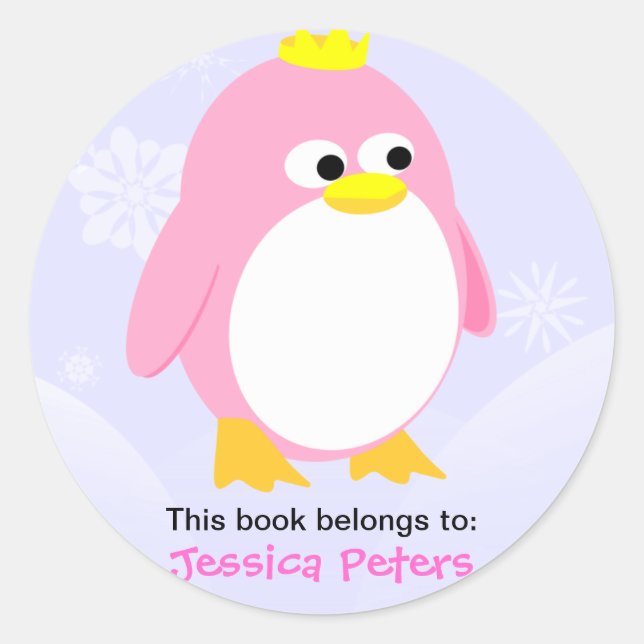 Pink Penguin Personalized Labels (Front)