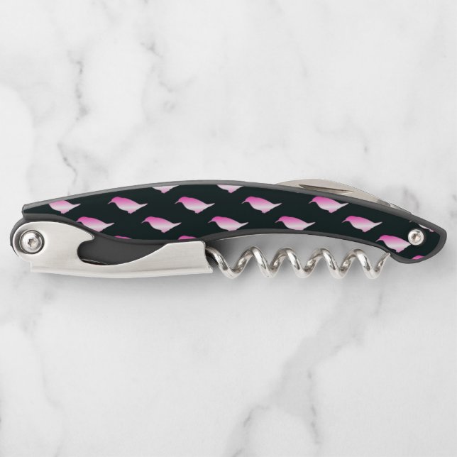 Pink penguin silhouette corkscrew (Front)