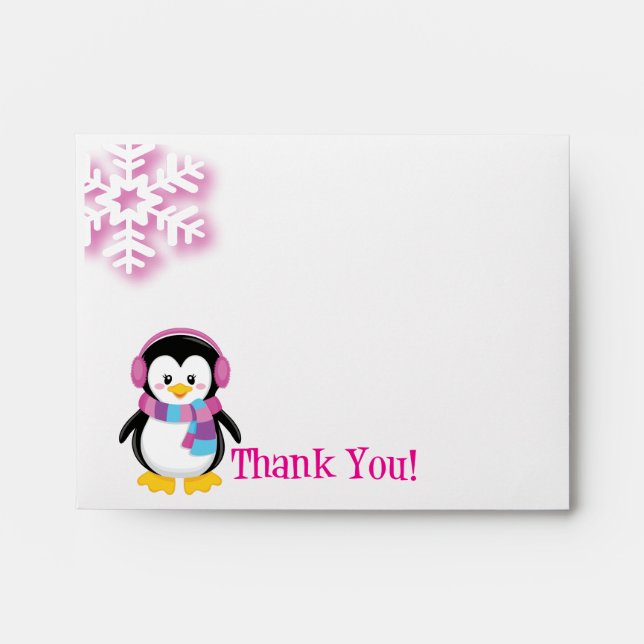 Pink Penguin Thank You Envelope (Front)