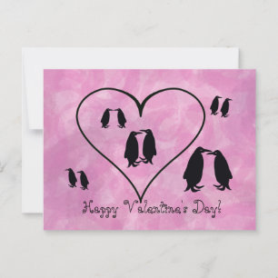 Pink Penguin Valentine's Day Postcard