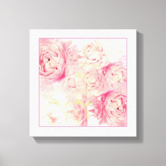 Pink Peonies Abstract Art Strectched Canvas Print (Front)