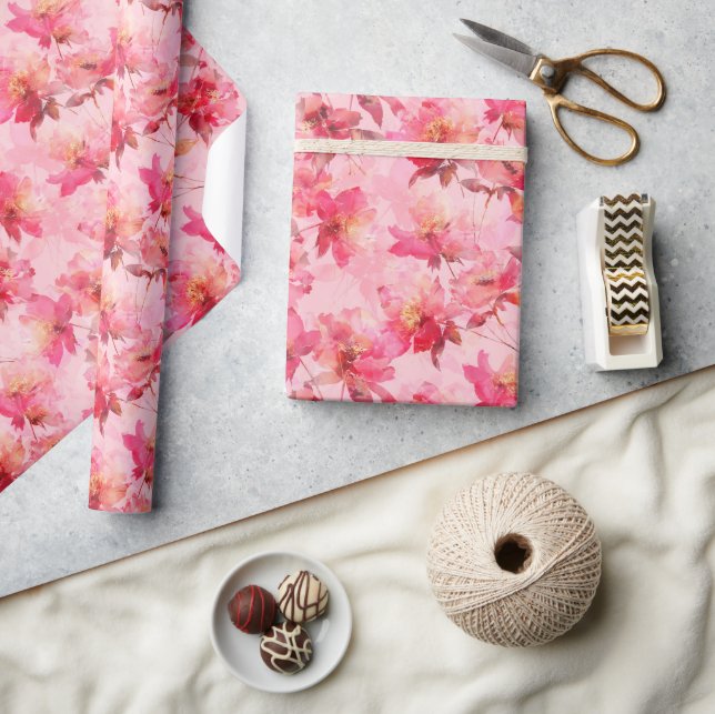 Pink peonies abstract wrapping paper (Crafts)