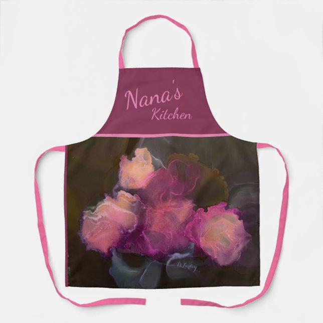 Pink Peonies All-Over Print Apron (Front)