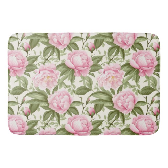 Pink Peonies Bath Mat (Front)