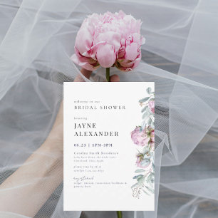 Pink Peonies Botanical Bridal Shower  Invitation