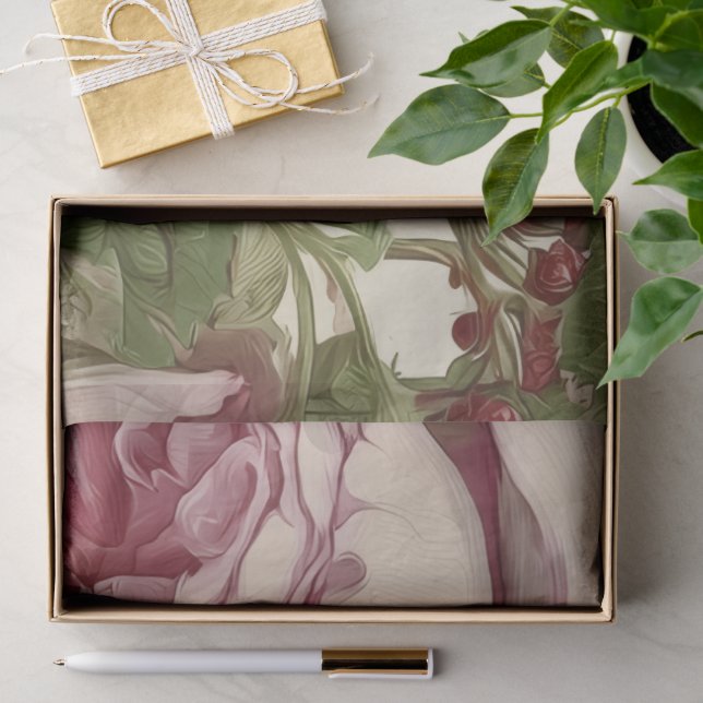 Pink Peonies Botanical Flower Design Tissue Paper (Gift)
