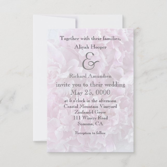 Pink peonies bouquet invitation (Front)