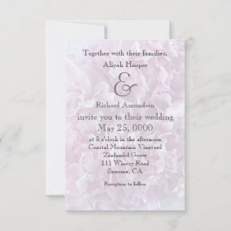 Pink peonies bouquet invitation