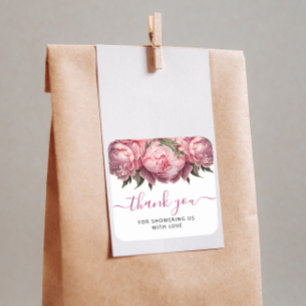 Pink Peonies Bridal Shower Thank You Square Sticker