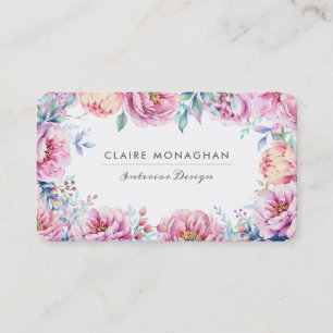 Pink Peonies Business Cards