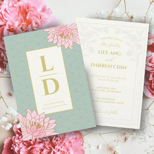 PINK PEONIES CHINOISERIE WEDDING INVITATION