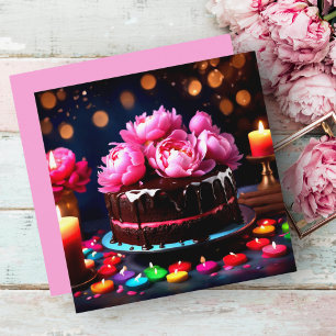 Pink Peonies Chocolate Birthday Personalised Card