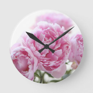 pink peonies clock