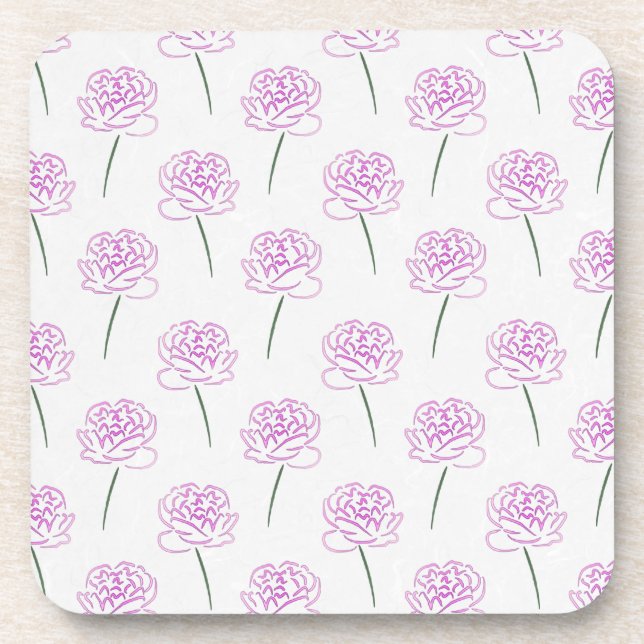 pink peonies coaster (Front)
