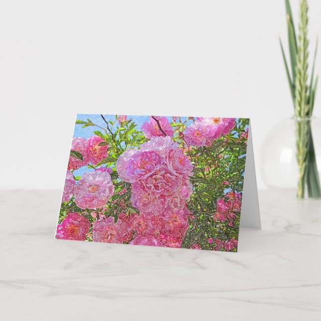 Pink Peonies- Coloured Pencil Card (Front)